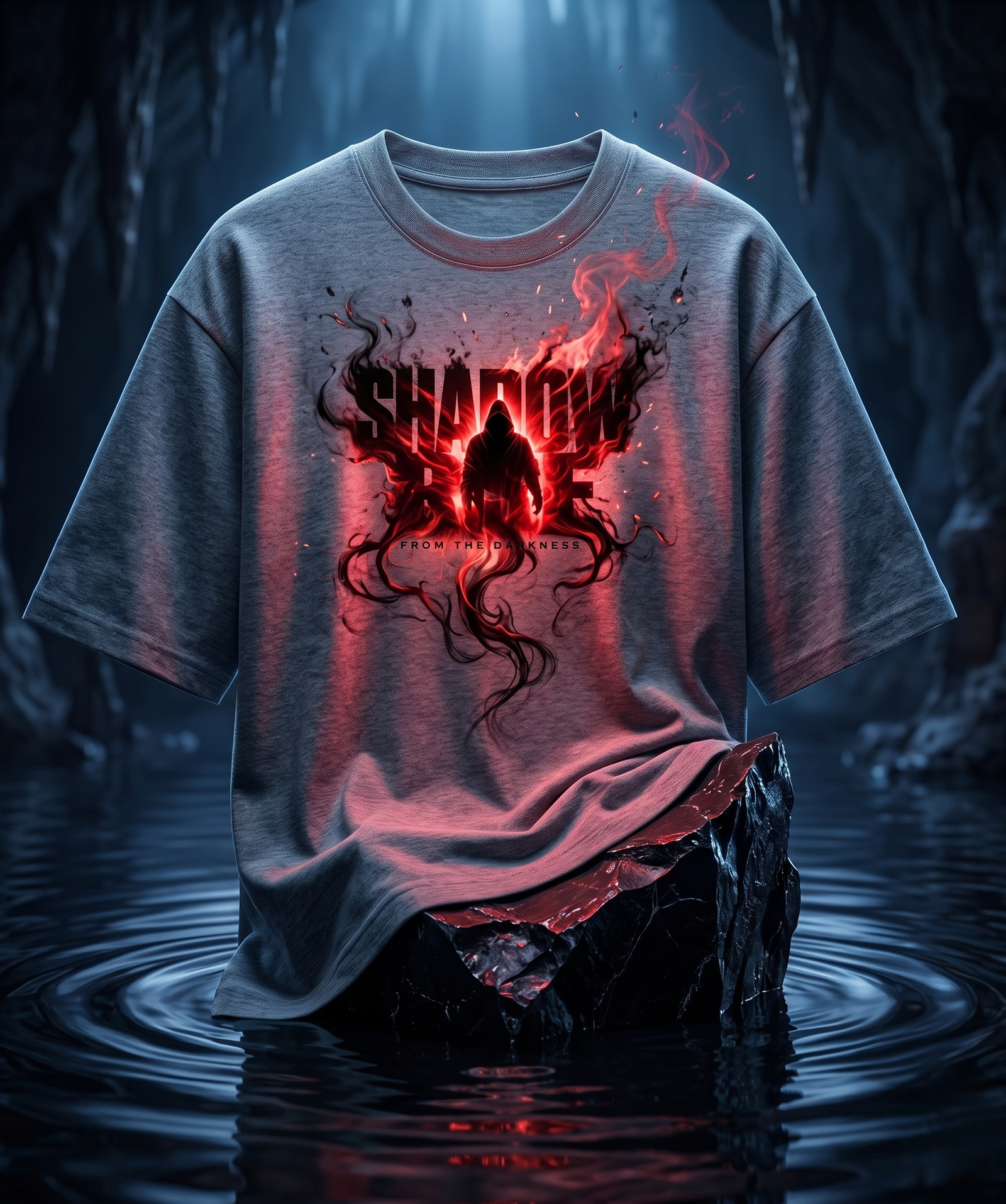 SHADOW RISE Oversized Heather Grey Graphic T-Shirt | Streetwear Tee
