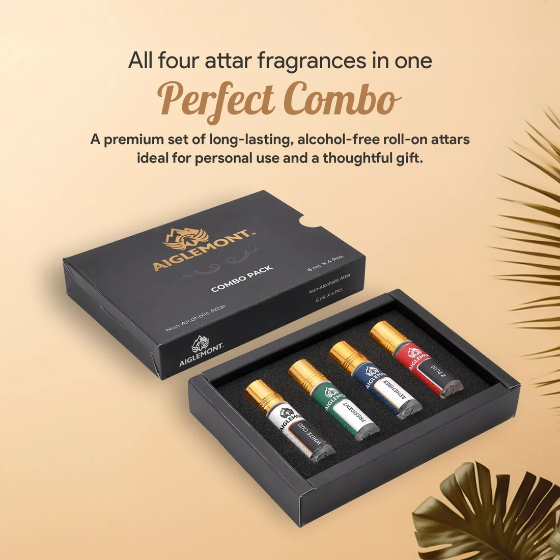 Non-Alcoholic Roll-On Attar Perfume Combo Set – Long Lasting 4 Fragrances